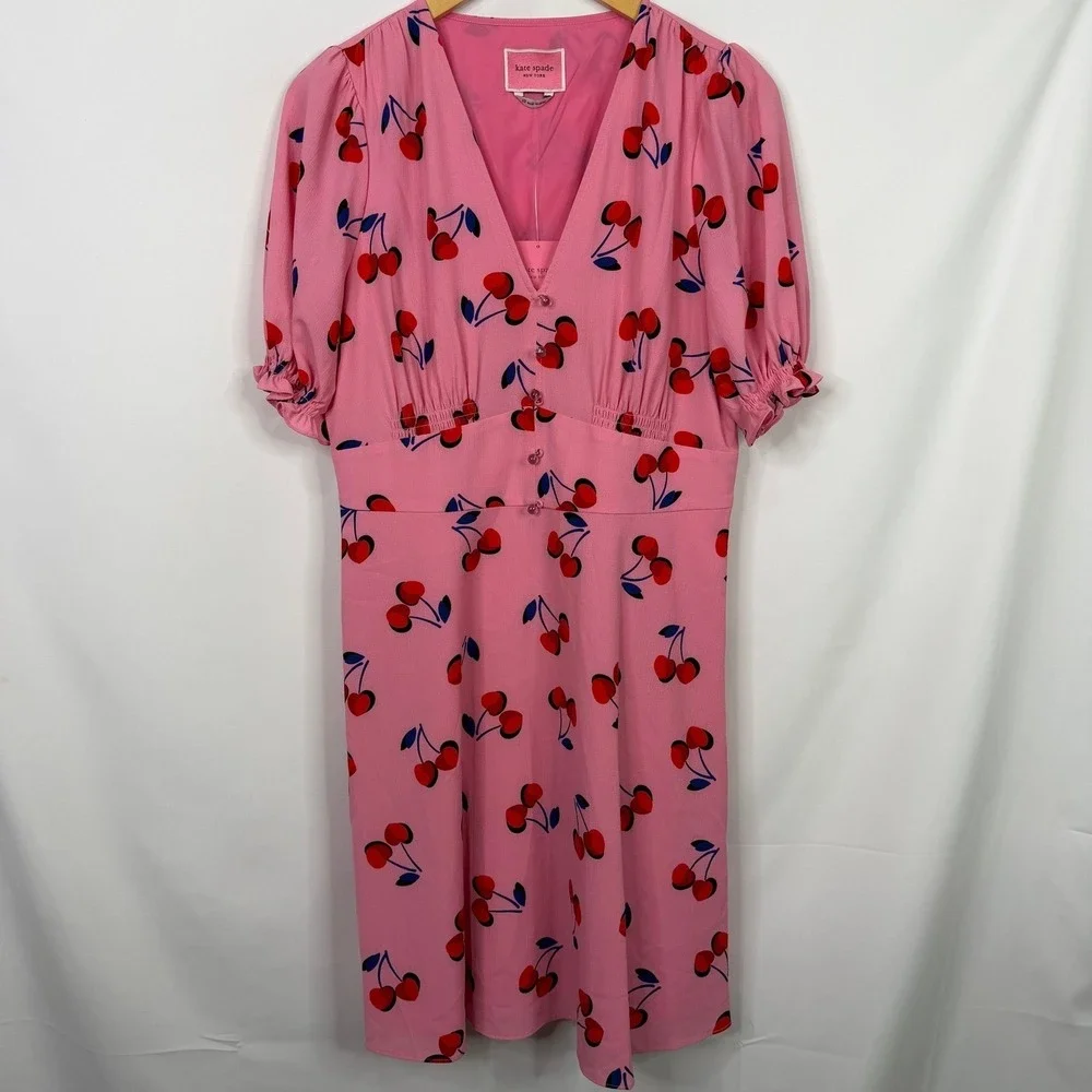 Kate Spade New York Cherry‎ Toss Dress Rosy Carnation Pink Size 10 NWT
